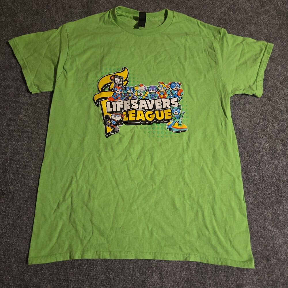 Lifesavers League T-Shirt Mens Size Medium Green Pullover Short Sleeve Gildan
